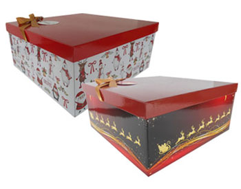 GIFT BOX with Lid, Bow and Tissue - (Small 18x18x11cm)